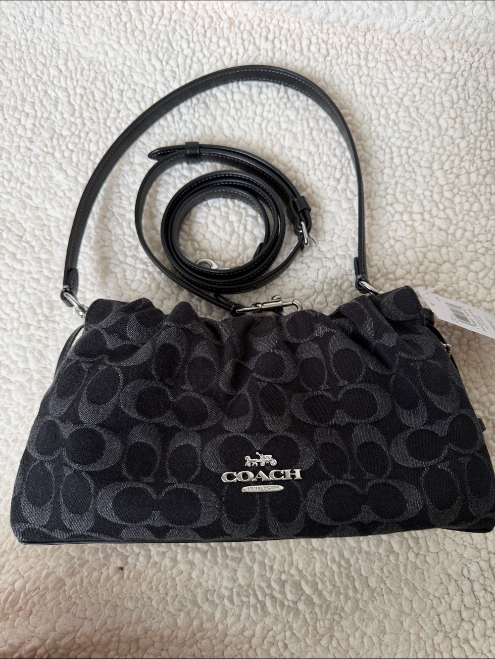 Coach Faye shoulder bag   in black signature denim NWT - Picture 5 of 7